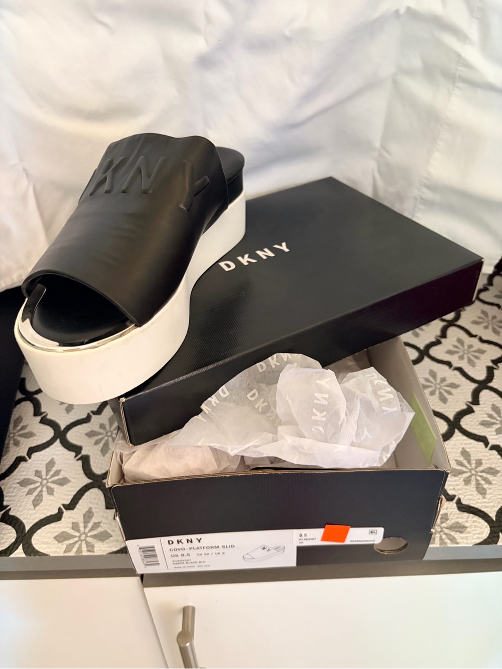 DKNY open toe platform slide
